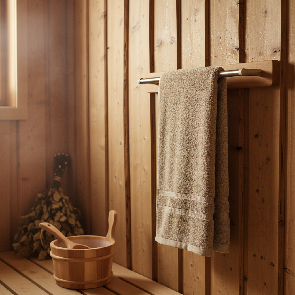 Saunahandtuch mit Handtuchhalter