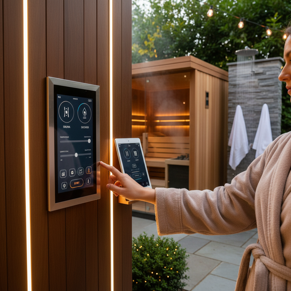 Smart-Home-Steuerung für Sauna und Dusche im Garten