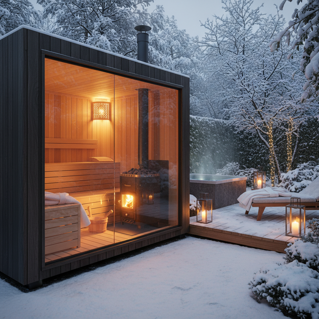 Eine romantische Gartensauna mit Holzofen