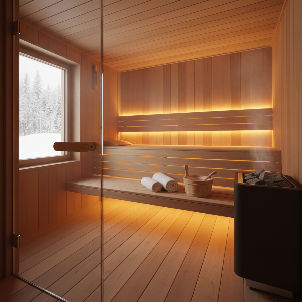 Sauna mit Holzboden