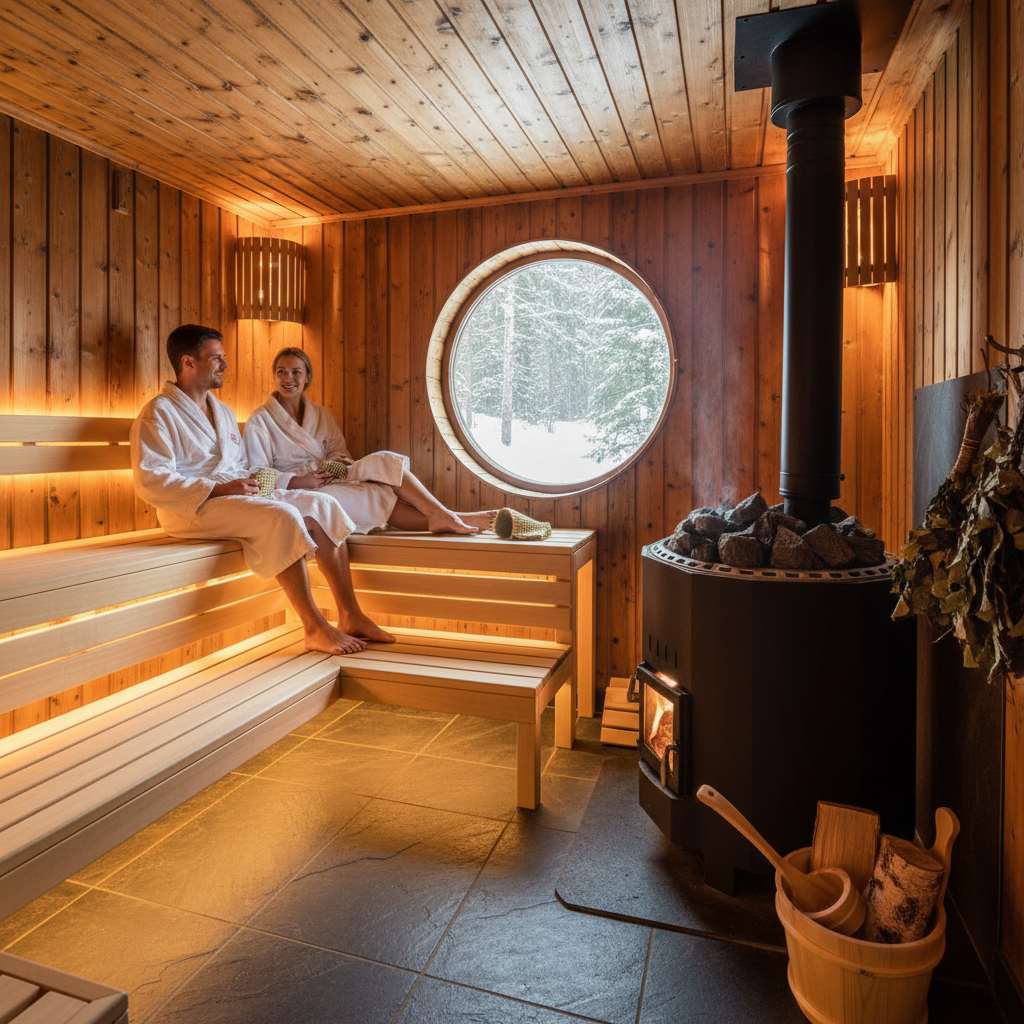 Sauna mit Holzofen