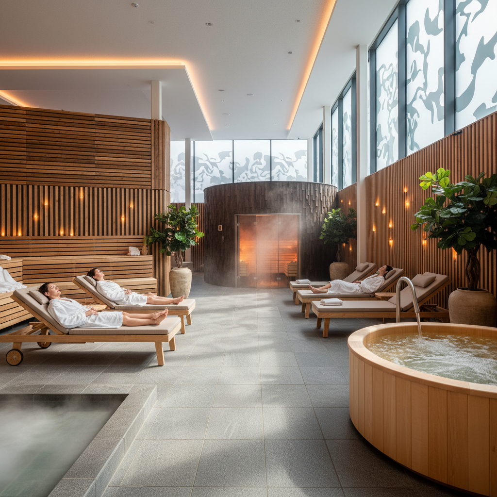 Moderne Saunalandschaft in München – Holz, Dampf und Entspannung