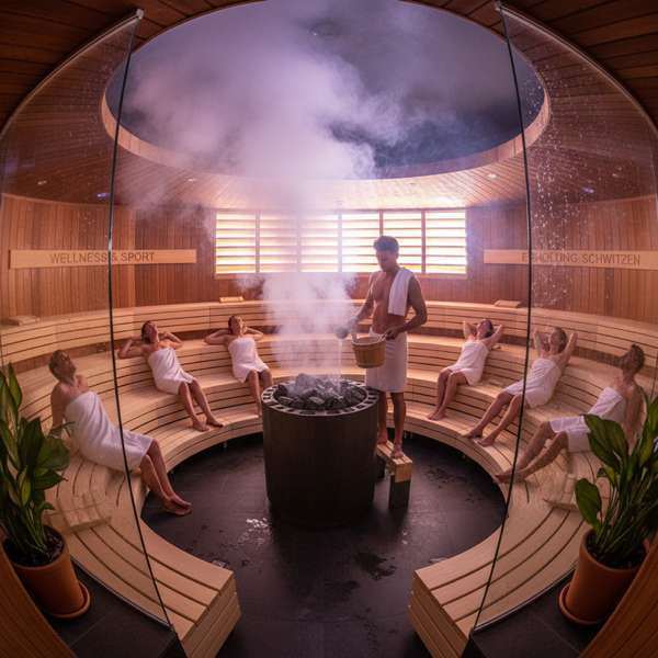 Nahaufnahme von verschwitzter Haut im Saunaraum