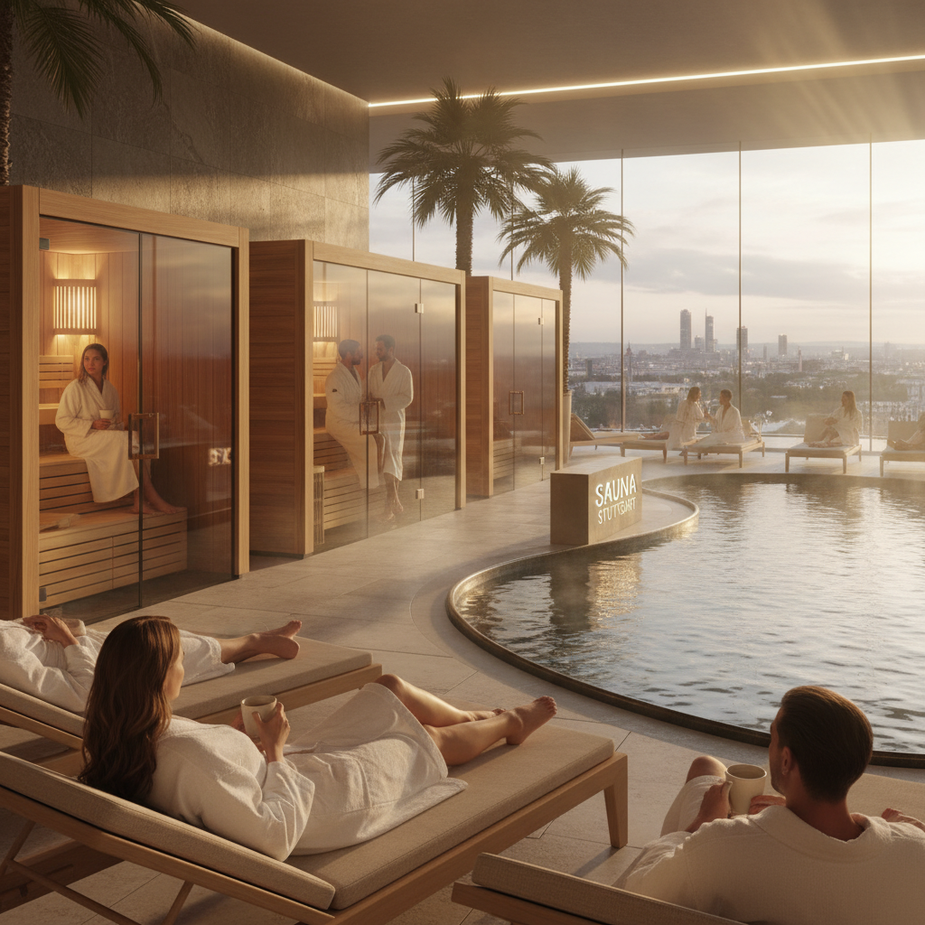 Moderne Saunalandschaft in Stuttgart