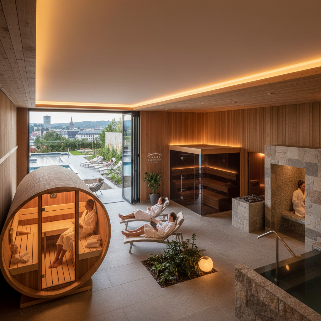 Moderne Saunalandschaft in Stuttgart