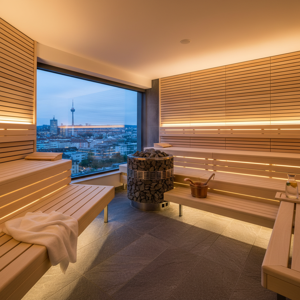 Modernes Saunainterieur in Stuttgart