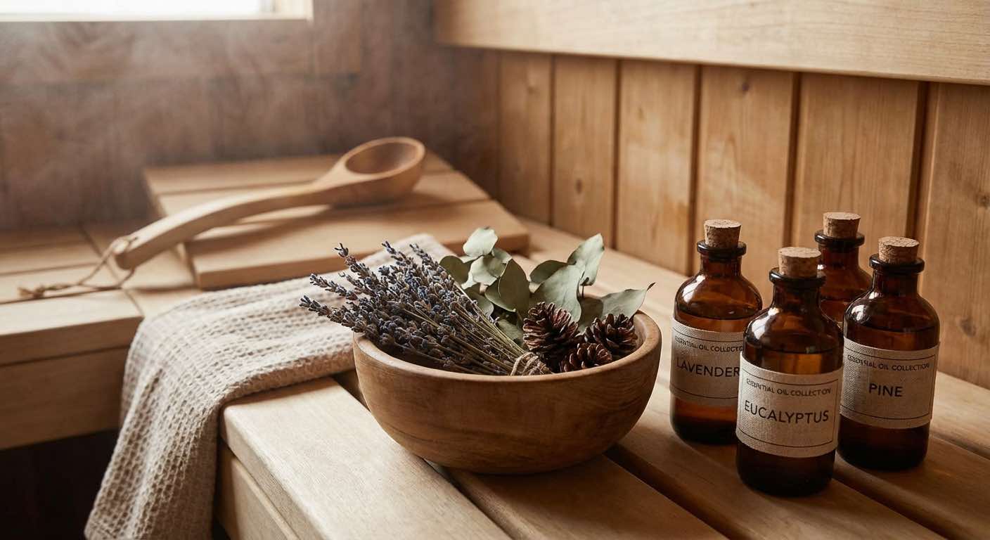 Ätherische Öle für die Sauna mit Kräuterschale — natürliche Aromatherapie für den Saunaaufguss
