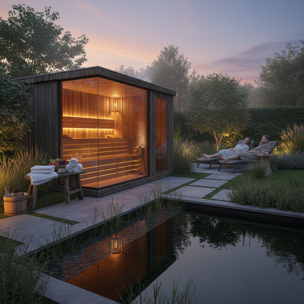 Ein Saunahaus im Garten
