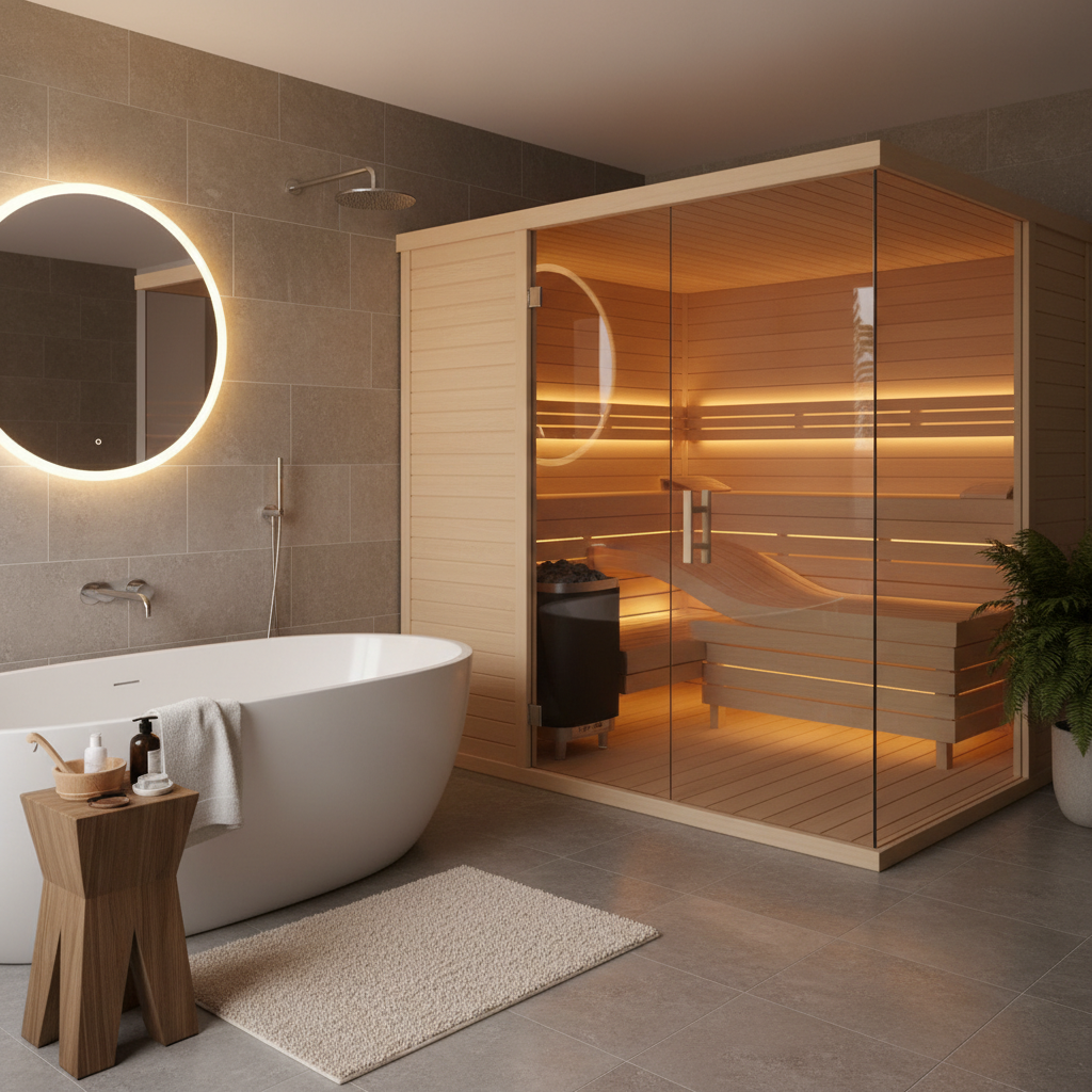 Saunakabine im Badezimmer
