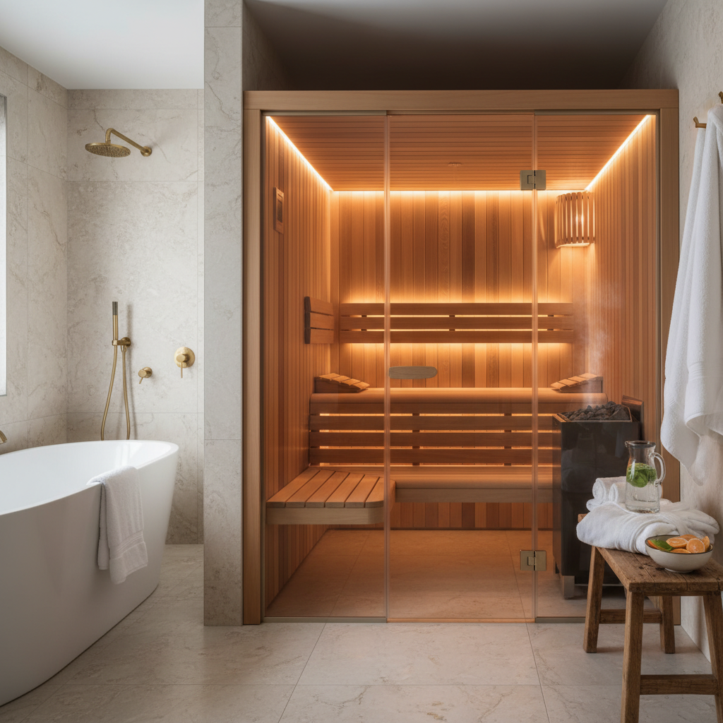 Saunakabine im Badezimmer