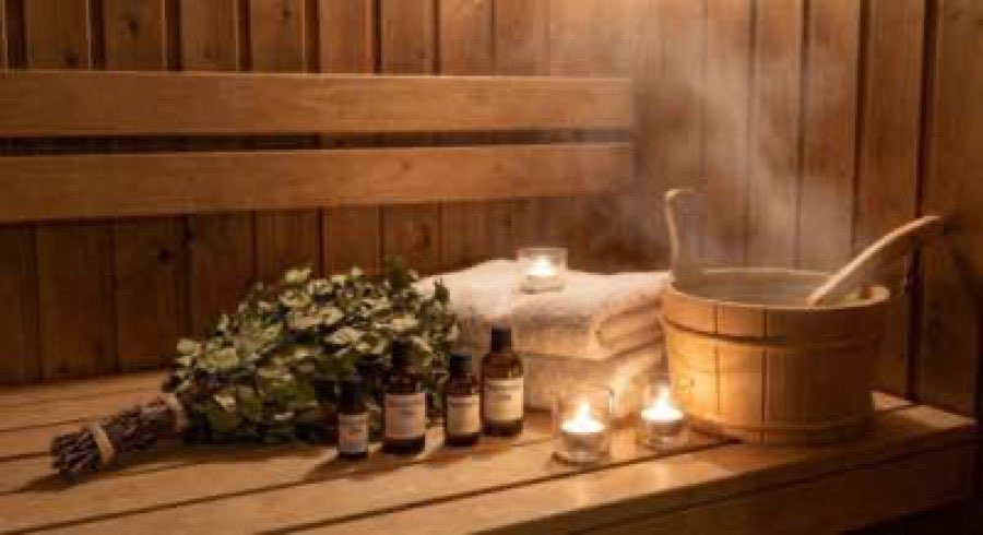 Romantisches Sauna-Zubehör für Zwei — Birkenwedel, Aufgussöle und Kerzen