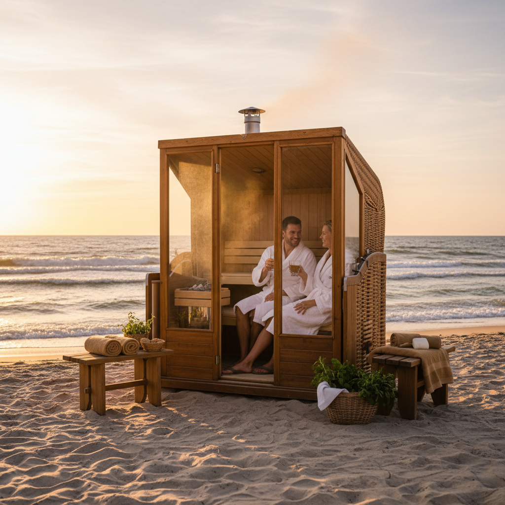 Strandkorbsauna am Meer