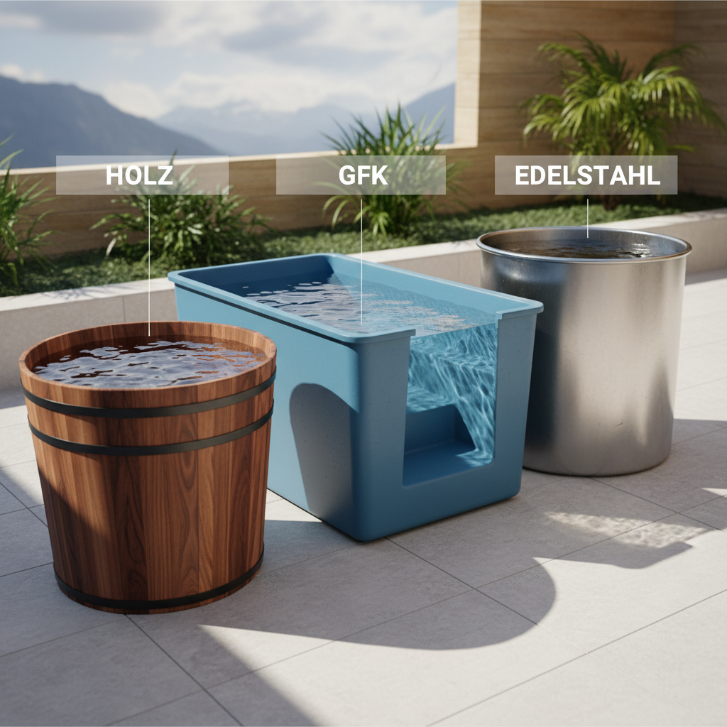 Verschiedene Tauchbecken Materialien: Holz, GFK und Edelstahl im Überblick