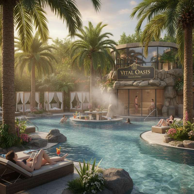 Therme Erding Vital Oase — Saunabereich mit Außenpool