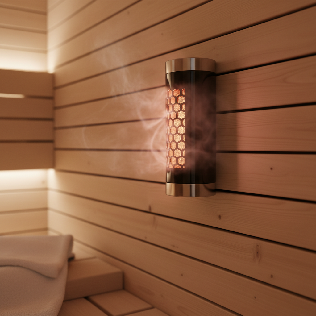Ein Infrarotstrahler in einer Wärmekabine gibt sanfte Wärme ab.
