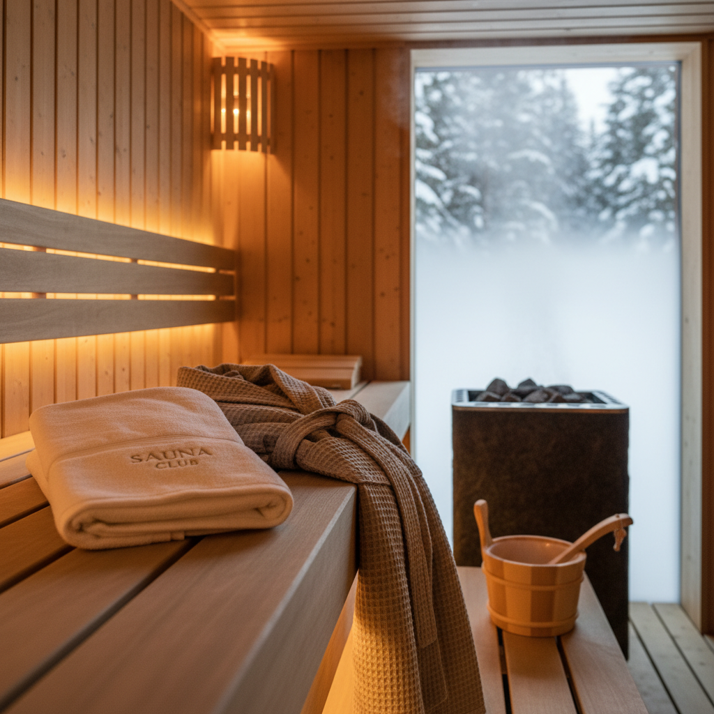 Sauna-Handtuch und Bademantel